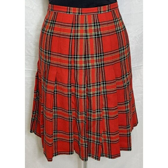 Vintage Young Pendleton Girls Size 11-12 Red Wool Tartan Plaid Pleated Skirt - Picture 1 of 13